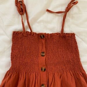Rust Orange Smocked Dress